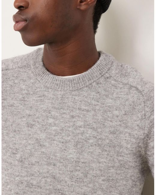 Pull duveteux en alpaga avec col ras SELECTED pour homme en coloris Gray