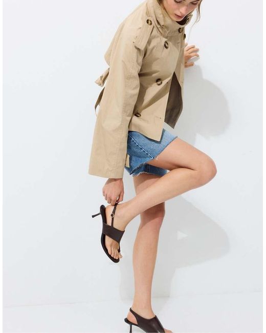 Stradivarius White Heeled Toe-Post Sandals
