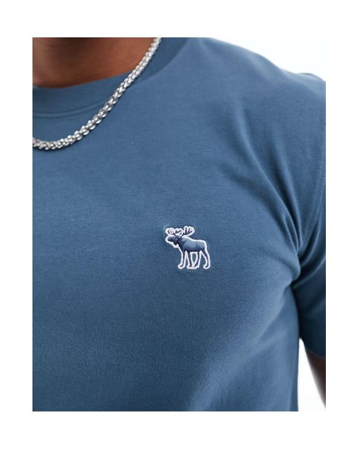 Elevated icon - t-shirt medio con logo di Abercrombie & Fitch in Blue da Uomo