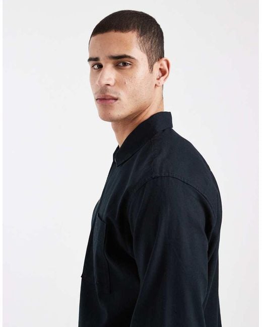 Jack & Jones Blue Linen Mix Overshirt for men