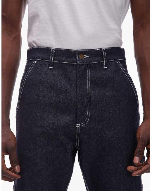 CAT WWR Blue Regular Fit Denim Carpenter Jeans With Contrast Stitching for men