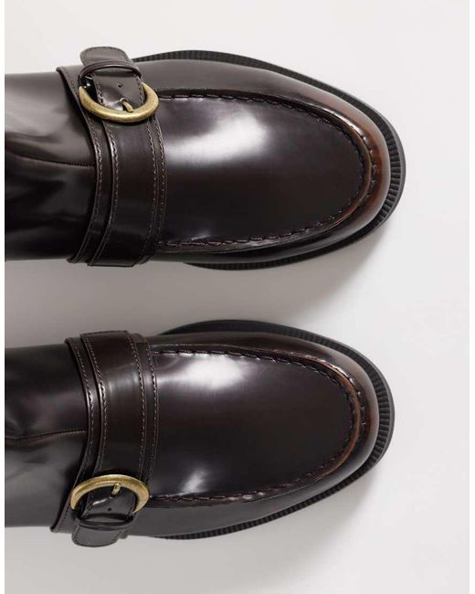 ASOS Black Zip Up Boots With Buckle Detail for men