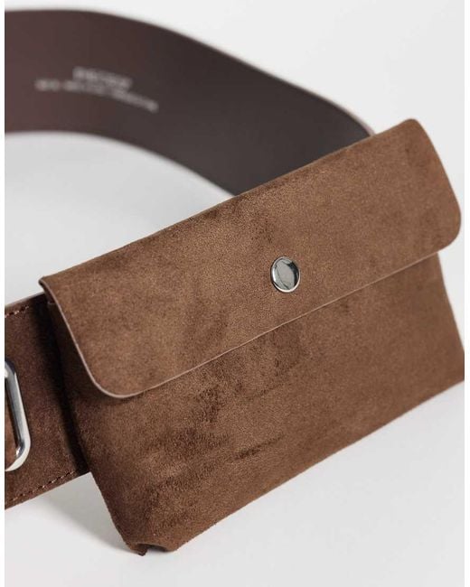 Pieces Brown Faux Suede Belt Bag