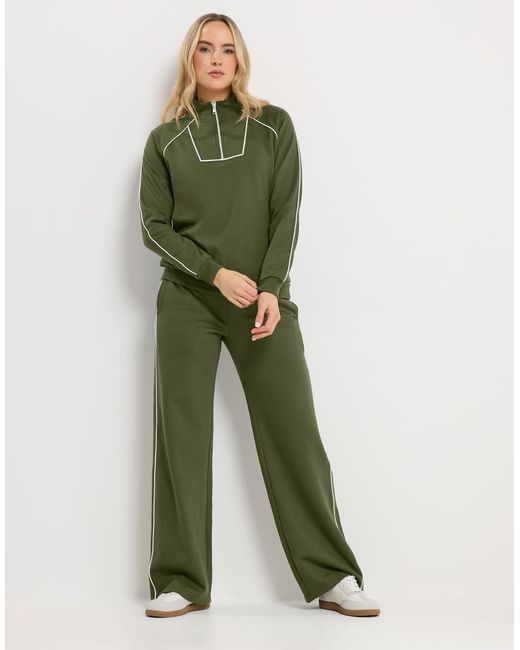 Long Tall Sally Green Pipe Quarter Zip Sweatshirt