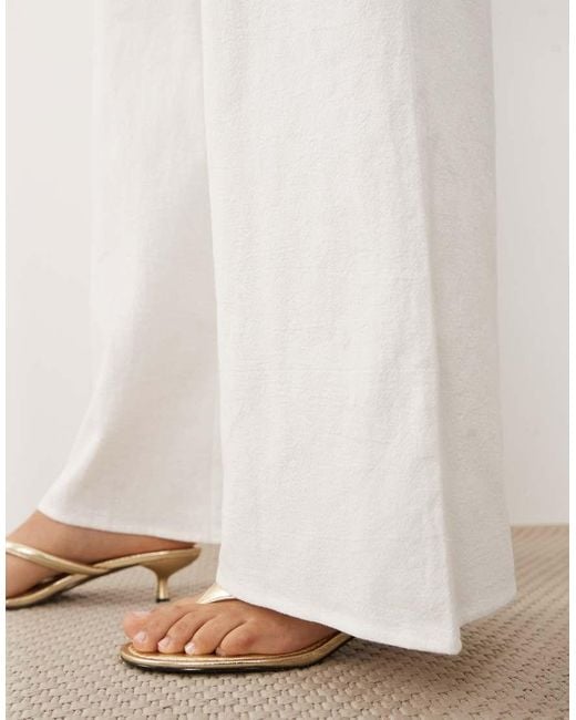 Missy Empire Natural Drawstring Waist Wide Leg Trousers Co-Ord