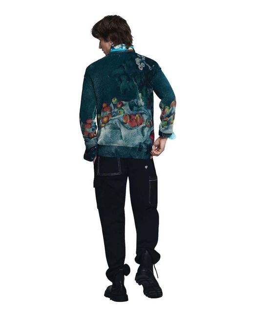 Desigual Blue Still Life Texture Sweater for men
