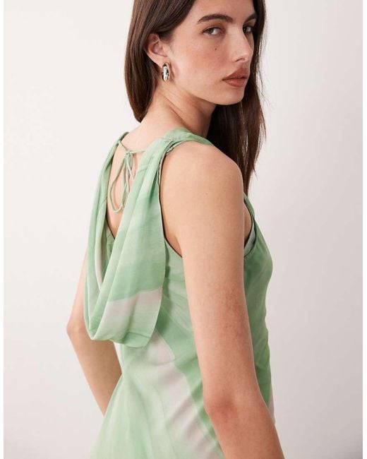 ASOS Green Sleeveless Cowl Neck Maxi Dress With Frill Hem