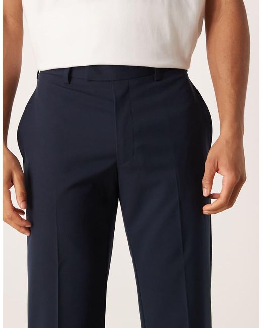 ASOS Blue Smart Straight Leg Trousers for men