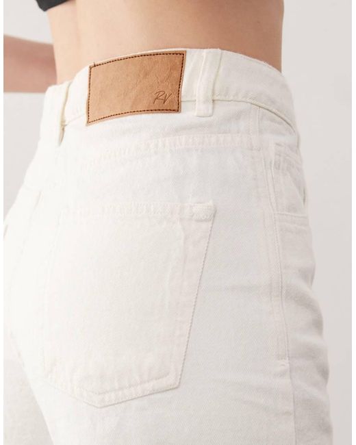 Reclaimed Vintage Natural Denim High Waisted Mom Shorts With Raw Hem
