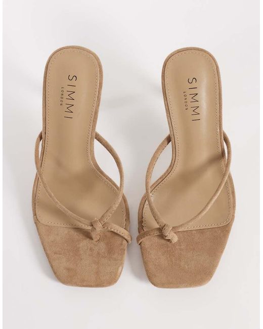 SIMMI Natural Simmi London Wide Fit Ortega Heeled Mule Sandals