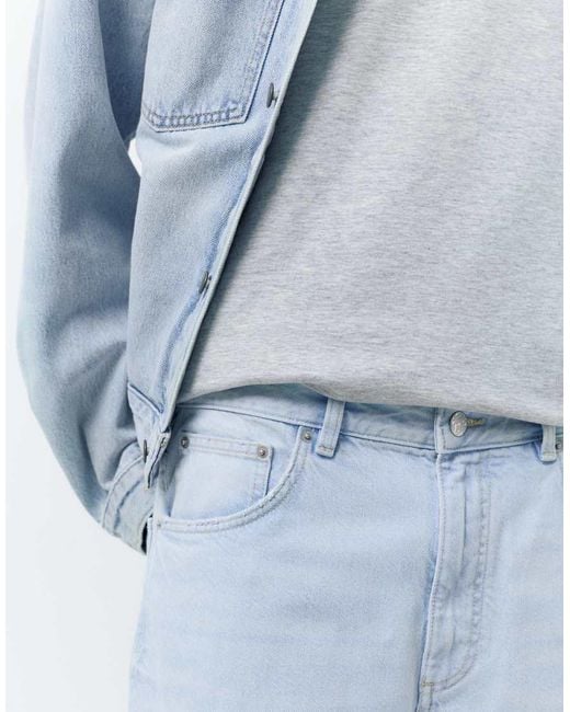 Pull&Bear Blue baggy Denim Bermuda Shorts for men