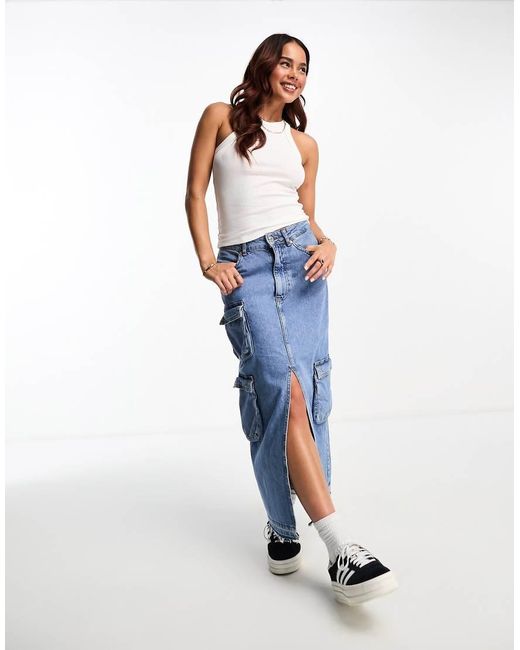 Monki White Ribbed Racer Tank Top