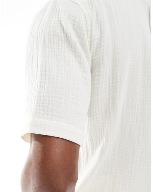 Chemise d'ensemble en étamine avec col à revers - crème Only & Sons pour homme en coloris White