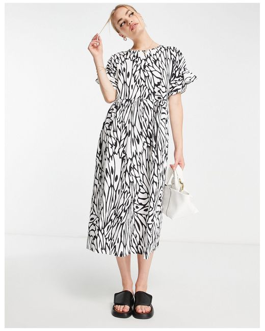 River Island Frill Smock Midi Dress in White | Lyst Canada