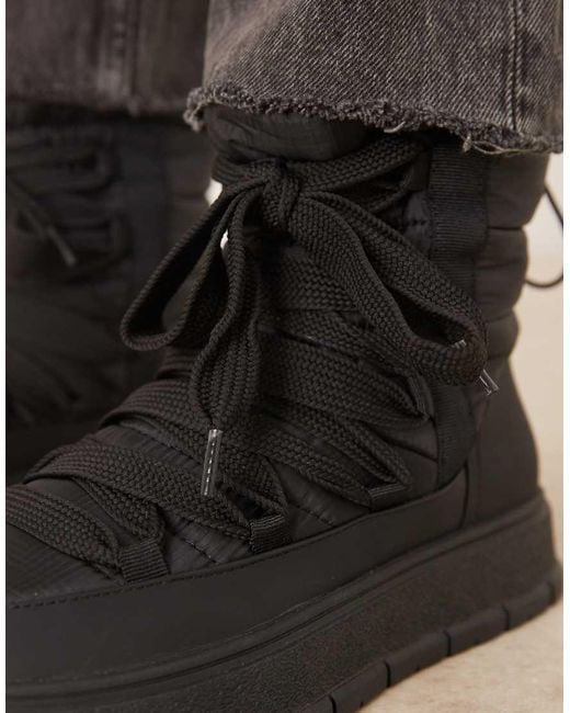 ASOS Black Arrow Nylon Lace Up Snow Boots