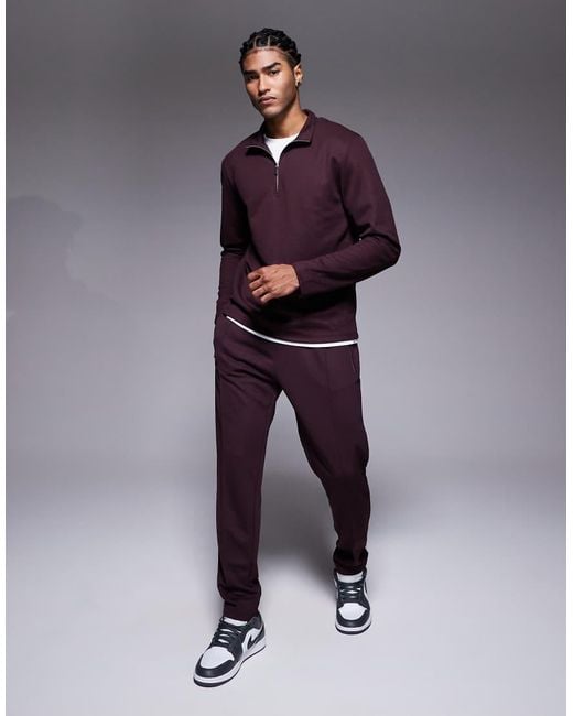 River Island Purple Half Zip Funnel Neck Sweatshirt for men