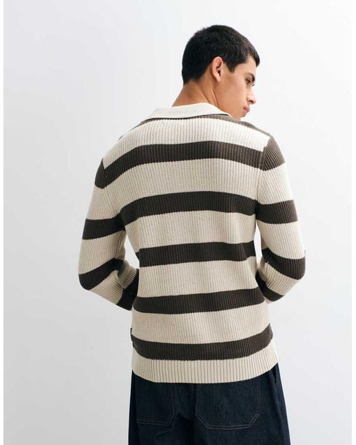 Blend Gray Knitted Rugby Polo Jumper for men