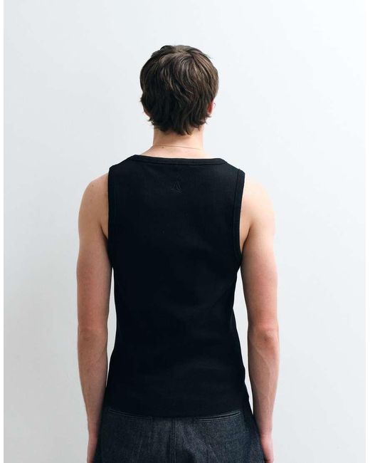 ASOS COLLECTIVE Blue Super Heavyweight Muscle Fit Rib Tank Top for men