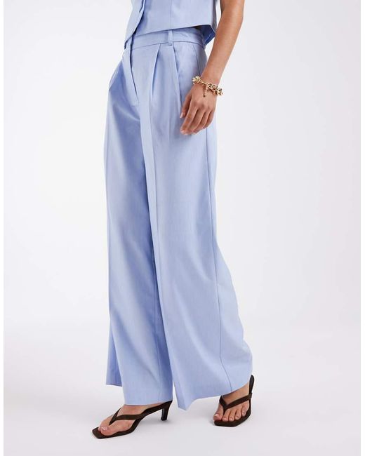 Vero Moda Blue Tailored Pleat Front Wide Leg Co-ord