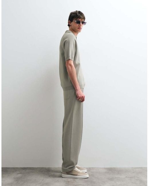 ASOS COLLECTIVE White Compact Knit Loose Fit Sweatpants for men