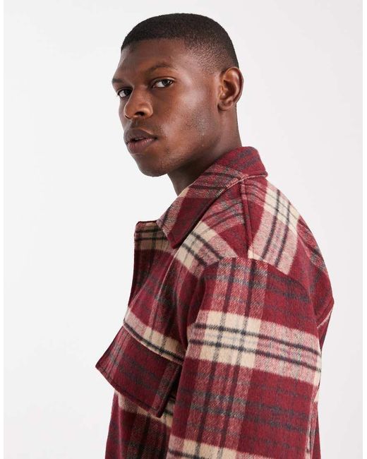 ASOS Red Wool Look Harrington Jacket for men