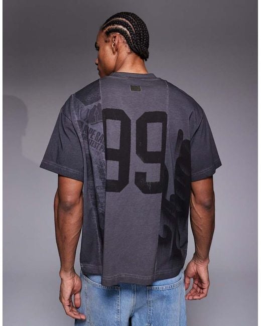 Aape By A Bathing Ape Gray Aape By A Bathing Ape Oversized Spliced T-shirt With Front Graphic for men