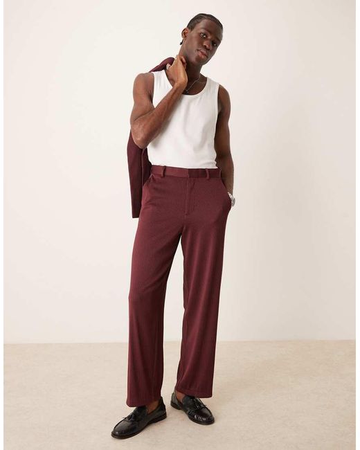 ASOS Geribbelde Pantalon Met Wijde Pijpen in het Red voor heren
