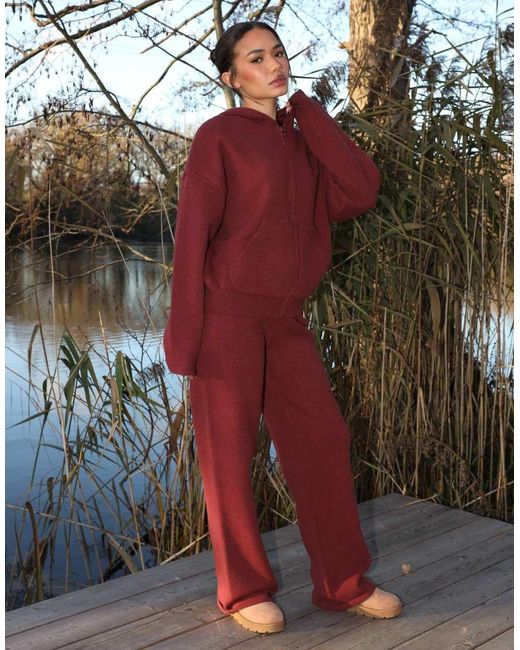 SIMMI Red Harper Knitted Zip Hoodie