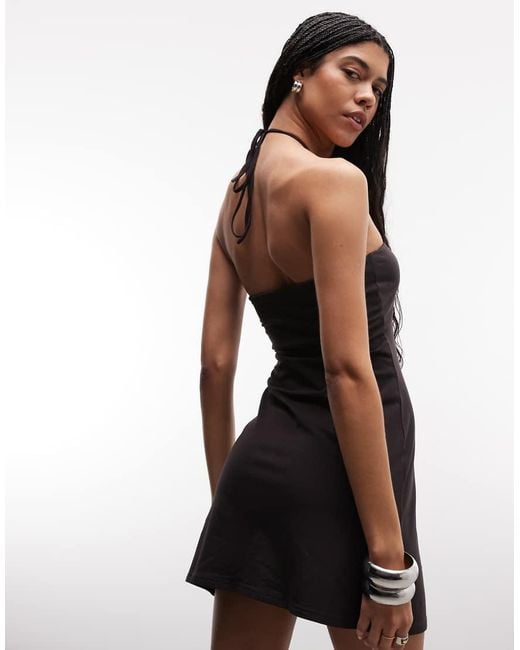 Monki White 2-in-1 Halter Bandeau Ruched Mini Dress