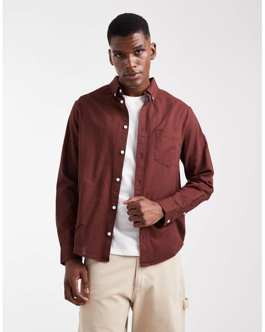 ASOS Red Oxford Regular Shirt for men