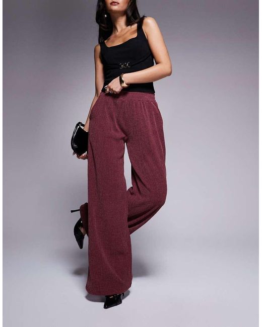 ASOS Broek Met Wijde Pijpen En Textuur in het Purple