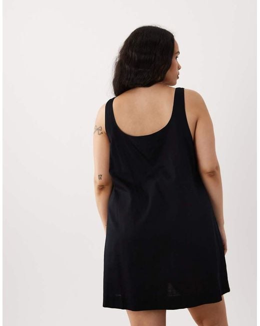 ASOS Black Asos Design Curve Scoop Neck Shift Mini Dress