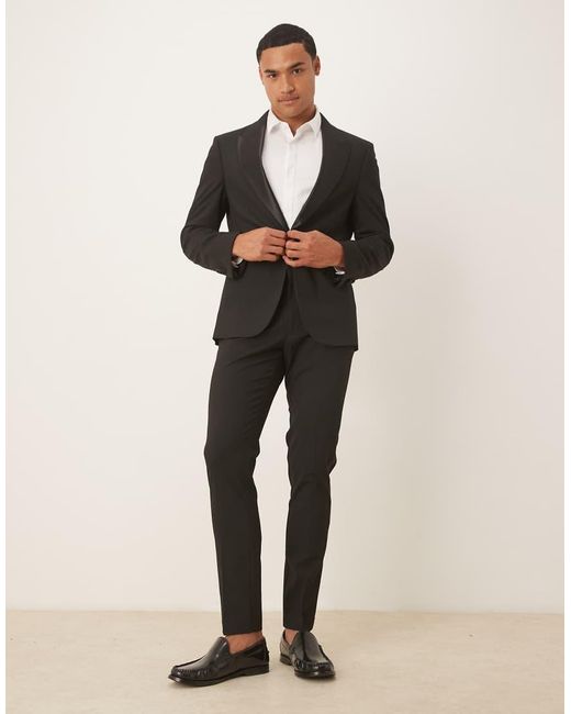 Pantalones De Esmoquin Negros De Corte Pitillo De ASOS de hombre de color Black