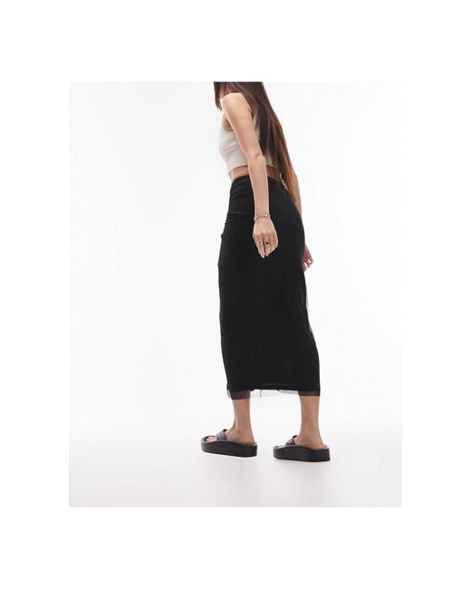 TOPSHOP Black Knot Detail Midi Skirt