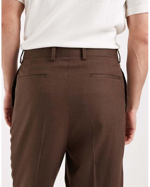 ASOS White Wool Rich Premium Relaxed Tapered Dress Pants With Pleats for men