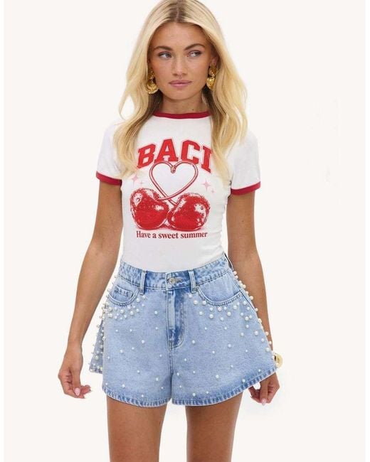Loavies Blue Ready For Anything Shorts With Pearl Details