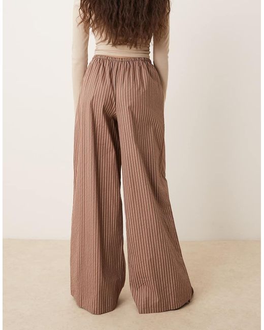 Wednesday's Girl Brown Wide Leg Pinstripe Trouser