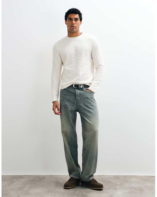 ASOS White Boxy Regular Fit Long Sleeve T-shirt for men