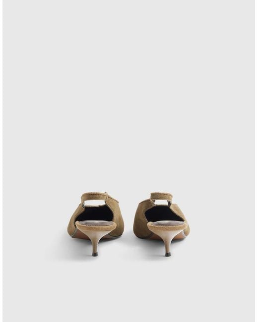 River Island White Suede Slingback Kitten Heels