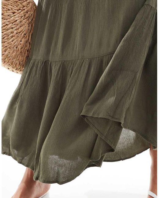 ONLY Green Tiered Maxi Skirt