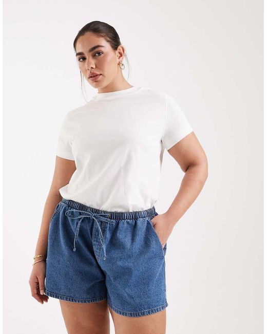 ASOS Blue Asos Design Curve Denim Pull On Short