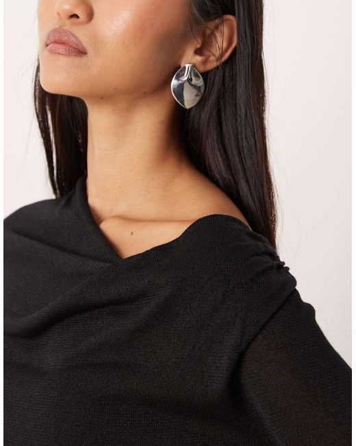 Gina Tricot Black Draped Knitted Top