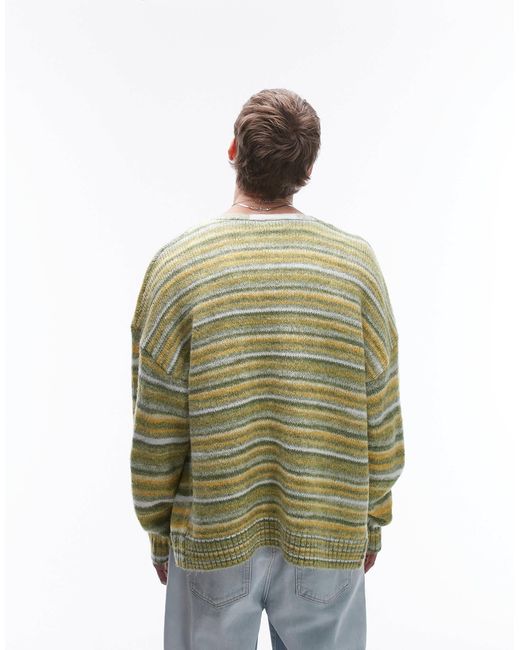 Topman – oversize-strickjacke in Green für Herren