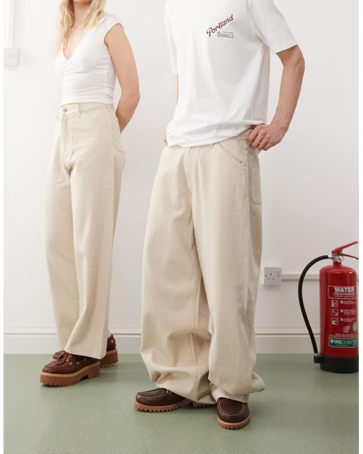 Weekday Natural Astro Linen Blend Trousers