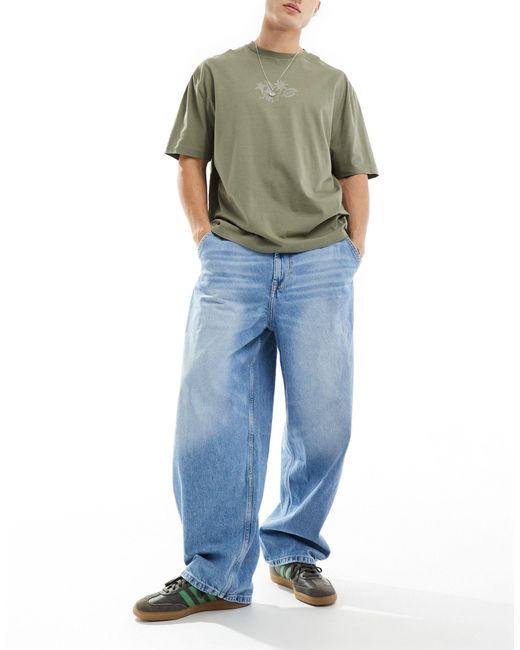 Bershka Blue Skater Fit Jeans for men