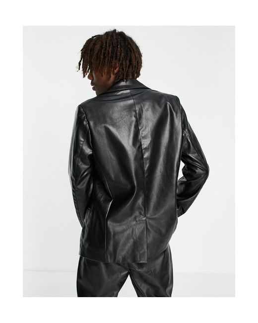 Inspired - blazer dad en similicuir Reclaimed (vintage) pour homme en coloris Black