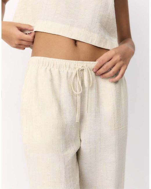 Stradivarius Natural Flowing Metallic Thread Trousers
