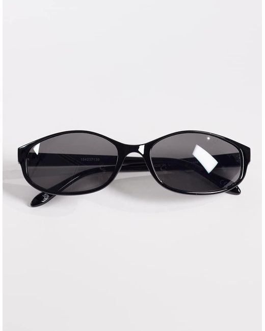 ASOS White Slim Oval Wrap Sunglasses for men