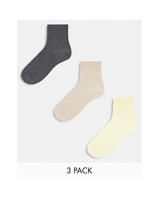 ASOS White 3 Pack Rib Ankle Socks