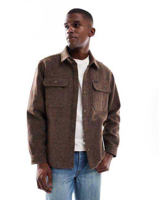 Lee Jeans Brown Wool Blend Brushed Overshirt for men